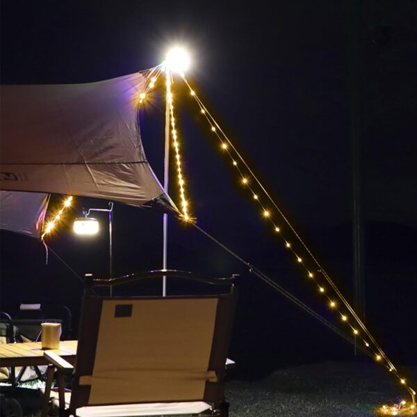 Illuminate your outdoor adventures with these Portable Camping String Lights. Featuring 5 lighting modes, waterproof design, and a 26.2ft string, these lights are perfect for camping, holiday decorations, and more.