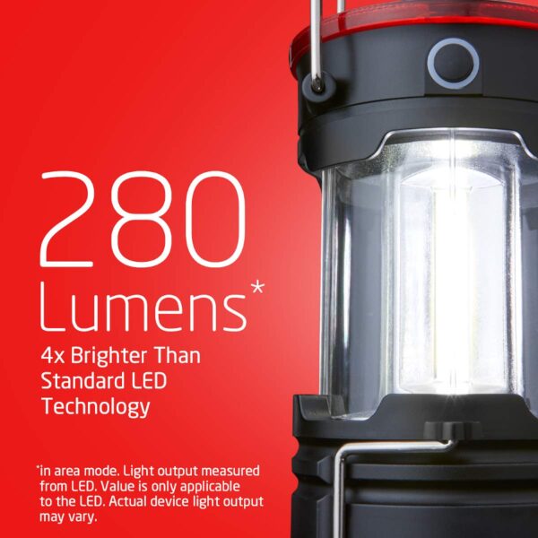 Illuminate any space with the Eveready Collapsible Camping LED Lantern. Versatile and durable, it provides 360° of bright area light or turns into a flashlight for focused illumination. With 4 light modes, including red night vision and flashing SOS, this lantern is perfect for indoor and outdoor use. Stay prepared with the Eveready Collapsible Camping LED Lantern.