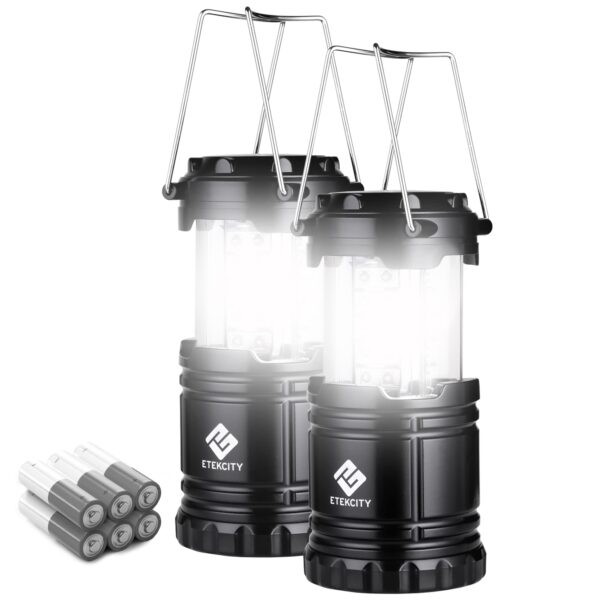 Illuminate your camping adventures with the Etekcity Lantern. With 30 bright LED bulbs and 140 lumens, this lantern provides 360° lighting to tackle emergencies like storms and power outages. Powered by 3 AA batteries, it offers up to 50 hours of bright light. Compact, lightweight, and water-resistant, it's a must-have for camping, hiking, and home emergencies.