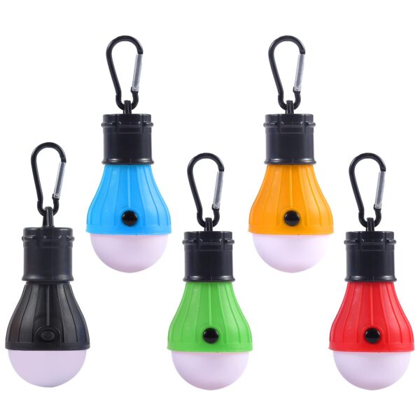 Illuminate your outdoor adventures with this set of 5 portable LED camping light bulbs in black, blue, yellow, red, and green. Lightweight, durable, and featuring 3 lighting modes, these lanterns are perfect for camping, hiking, fishing, and emergencies.