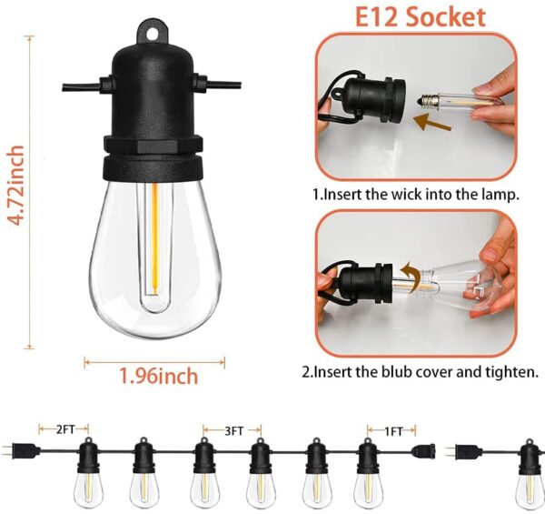 Create a cozy ambiance with GOOTHY 48FT LED Outdoor String Lights. Perfect for weddings, reunions, and holiday decorations. Dimmable feature for customizable brightness. Energy-efficient and weatherproof for long-lasting use.