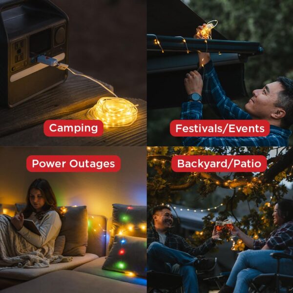 Light up any space with the LuminAID LED String Lights combo pack. Featuring 2 strands of 32ft USB lights with 100 LED bulbs each, these lights are perfect for camping, backyard parties, or indoor use. Choose from 8 lighting modes to set the perfect ambiance. Plug and play with any USB power source for convenience. Lightweight and travel-friendly, these string lights are ideal for on-the-go events. Power source not included.