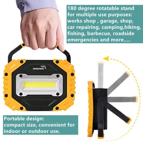 Illuminate your outdoor adventures with this powerful COB LED work light. Portable, waterproof, and versatile, it offers 3 modes for various activities. Get yours now!