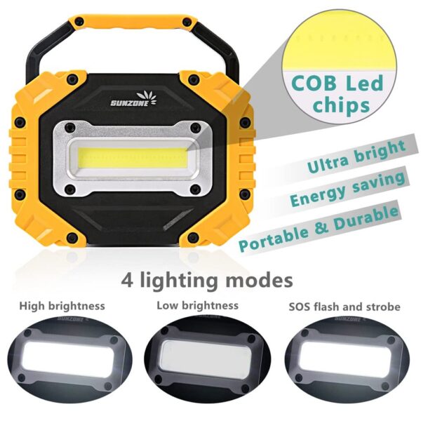 Illuminate your outdoor adventures with this powerful COB LED work light. Portable, waterproof, and versatile, it offers 3 modes for various activities. Get yours now!