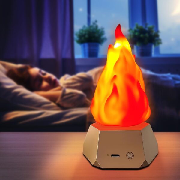 Illuminate your space with the mesmerizing Flame Night Light featuring gorgeous dancing flames. This 1200mAh rechargeable lamp is perfect for adding warmth and charm to any occasion. Ideal for bedrooms, parties, Christmas, and camping.