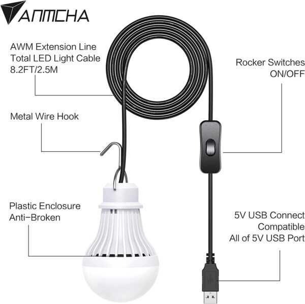 Illuminate your outdoor adventures with the Anmcha USB LED Camping Bulb. Perfect for camping, emergencies, or creating a cozy atmosphere in your garden. Durable, safe, and energy-efficient.