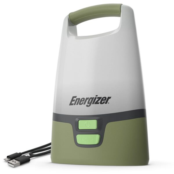 Illuminate your adventures with the Energizer Vision LED Camping Lantern. This rechargeable lantern offers 1000 lumens of brightness with 360-degree lighting for hands-free area illumination. Perfect for indoor or outdoor use, it features a USB port for charging devices. The lantern is IPX4 water-resistant and impact-resistant, ensuring reliable performance in any situation.