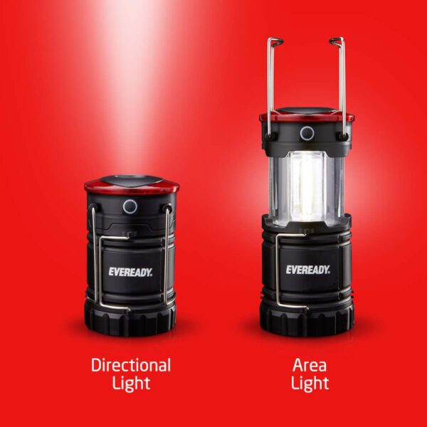 Illuminate any space with the Eveready Collapsible Camping LED Lantern. Versatile and durable, it provides 360° of bright area light or turns into a flashlight for focused illumination. With 4 light modes, including red night vision and flashing SOS, this lantern is perfect for indoor and outdoor use. Stay prepared with the Eveready Collapsible Camping LED Lantern.