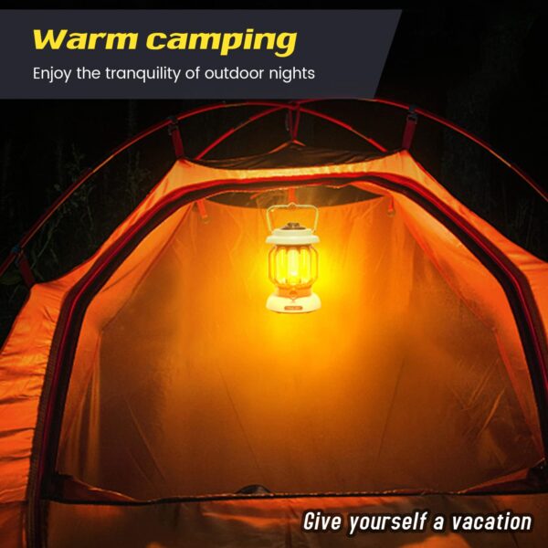 Illuminate your outdoor adventures with the LED Camping Lantern. Featuring warm brightness with dimmable LED options, this rechargeable retro metal camp light is perfect for camping, hiking, or power outages. Enjoy the dual lighting modes and adjustable brightness for a personalized experience. Stay prepared with its portable and waterproof design.