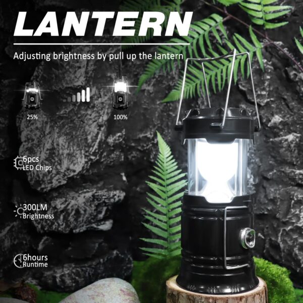 Illuminate your adventures with the 4-Pack Solar Camping Lantern by DIBMS. This versatile 2-in-1 lantern/flashlight combo features ultra-bright LED chips providing 360-degree illumination. With solar and USB charging options, it's ideal for camping, emergencies, and more.