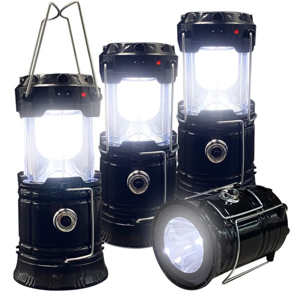 Illuminate your adventures with the XTAUTO 4-pack LED Camping Lanterns. Enjoy 360° lighting coverage with 6+1 high-intensity LED chips, offering brightness adjustment and versatility as a lantern or flashlight. Lightweight, portable, and durable, these lanterns are perfect for indoor, outdoor, and emergency use. With solar and USB rechargeable options, these lanterns also serve as a power bank in emergencies. Essential for camping, hiking, and home power outages.