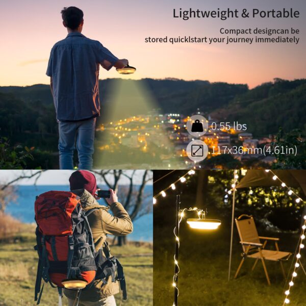 Illuminate your campsite with these versatile 2-in-1 USB Rechargeable Camping String Lights. Enjoy 5 lighting modes, including steady, flashing, and breathing effects. Made of durable materials, waterproof, and portable, perfect for camping, backyard, or tent use.