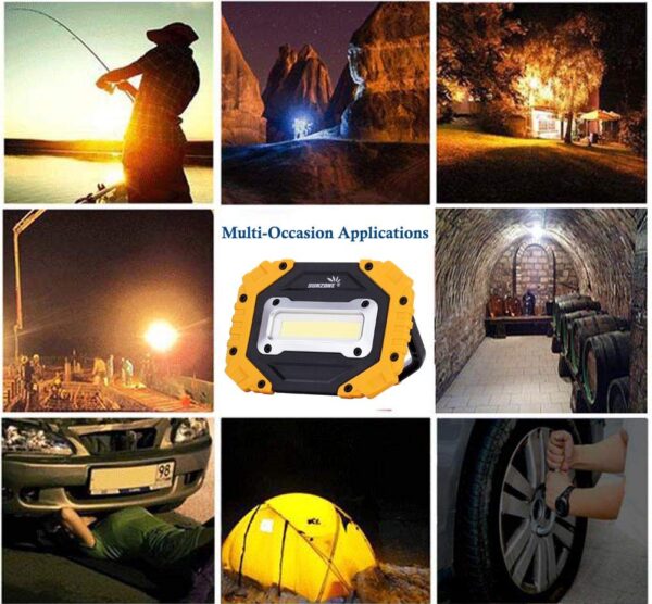 Illuminate your outdoor adventures with this powerful COB LED work light. Portable, waterproof, and versatile, it offers 3 modes for various activities. Get yours now!