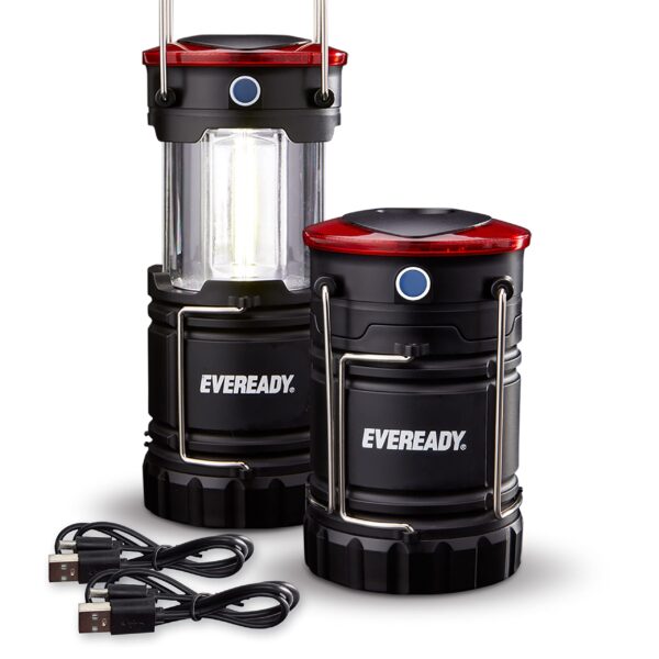 Illuminate your campsite with the Eveready 360 LED Camping Lanterns. These collapsible lanterns offer directional lighting, night vision mode, and emergency signaling. Perfect for outdoor adventures.