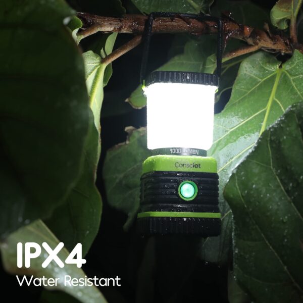 Illuminate your space with the Consciot LED Camping Lantern, providing up to 1000 lumens of brightness. Choose from 4 light modes and enjoy its IPX4 waterproof design. Perfect for power outages, emergencies, hiking, and more.