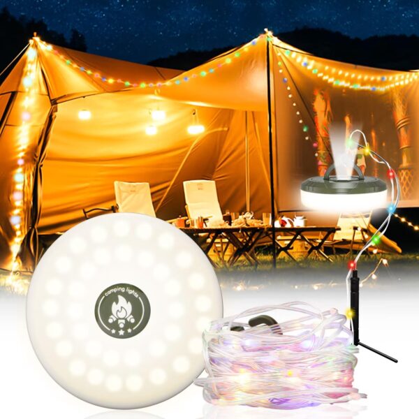 Illuminate your outdoor adventures with these versatile Camping String Lights. Featuring 8 lighting modes, durable construction, and waterproof design, these lights are perfect for camping, Christmas, and outdoor events.