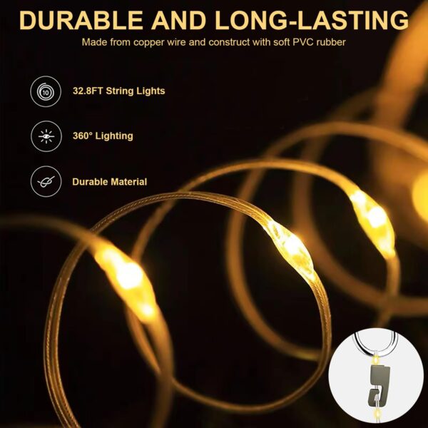 Experience the versatility of NEUFDIX Camping Lights String! This 2-in-1 lantern and string lights combo offers 5 adjustable modes for all your lighting needs. Perfect for camping, tent, yard, and decoration. Waterproof and USB-C rechargeable for convenience.