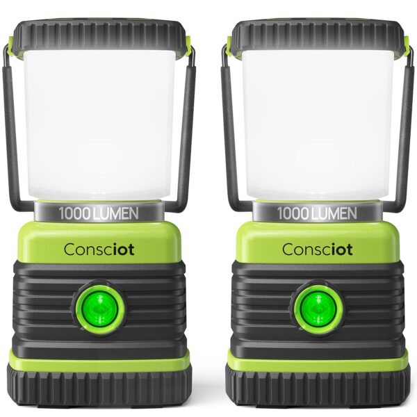 Illuminate your space with the Consciot LED Camping Lantern, providing up to 1000 lumens of brightness. Choose from 4 light modes and enjoy its IPX4 waterproof design. Perfect for power outages, emergencies, hiking, and more.