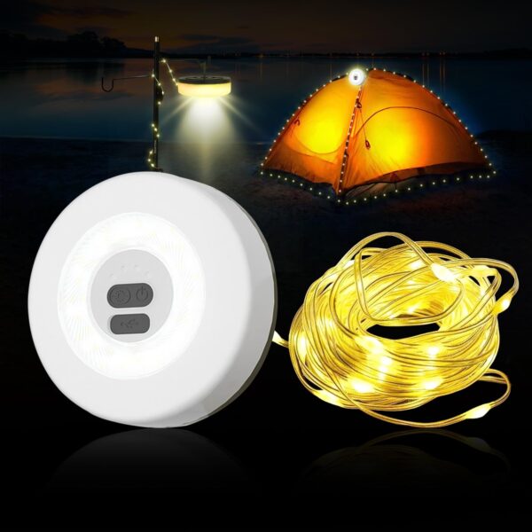 Enhance your outdoor experience with the 33Ft Camping Lights String! This versatile 2-in-1 LED light serves as both a camping essential and a decorative string light. With 12 modes to choose from, including stable, flashing, and breathing modes, you can customize your lighting experience. Lightweight and portable, this rechargeable light is perfect for camping, hiking, and parties. Gift it to your loved ones for birthdays, holidays, or special occasions.