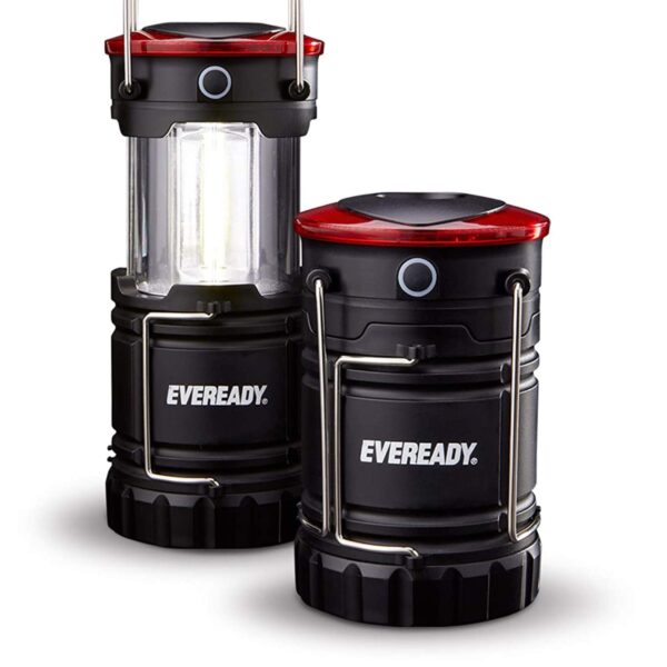 Illuminate any space with the Eveready Collapsible Camping LED Lantern. Versatile and durable, it provides 360° of bright area light or turns into a flashlight for focused illumination. With 4 light modes, including red night vision and flashing SOS, this lantern is perfect for indoor and outdoor use. Stay prepared with the Eveready Collapsible Camping LED Lantern.