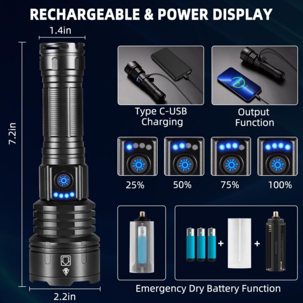 Illuminate your adventures with the WopkDupk High Lumens Rechargeable Flashlight! With 950KLM brightness, adjustable focus, and 5 modes, this flashlight is perfect for camping, hiking, emergencies, and more. Stay prepared with its durable, waterproof design.