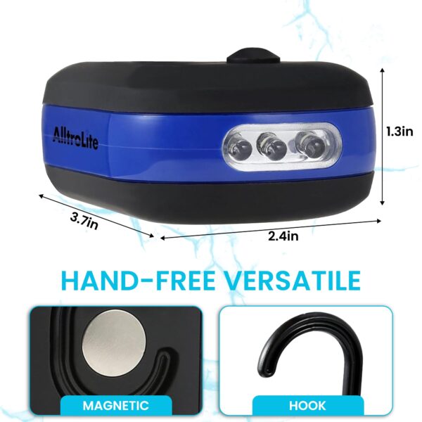 Illuminate your workspace with ease using the AlltroLite 3-Pack LED Work Light. This cost-efficient solution offers vibrant blue, red, and green options with a lifespan of over 100,000 hours. The convenient push-button design and versatile features make it perfect for various tasks.