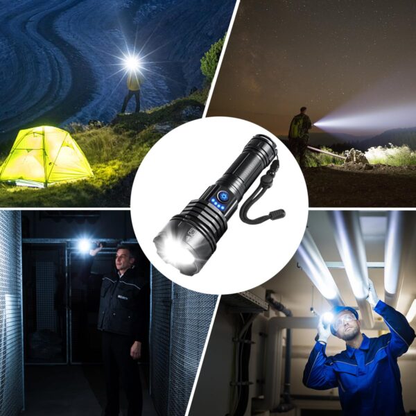 Illuminate your adventures with the WopkDupk High Lumens Rechargeable Flashlight! With 950KLM brightness, adjustable focus, and 5 modes, this flashlight is perfect for camping, hiking, emergencies, and more. Stay prepared with its durable, waterproof design.