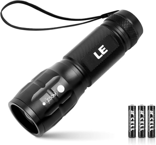 Illuminate your path with the Lighting EVER LED Flashlight! Compact design, skid-proof, and water-resistant for outdoor adventures. Zoom to focus, super bright, and long-lasting. Get yours today!