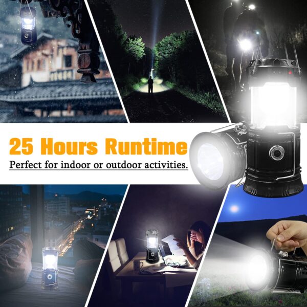 Illuminate your adventures with the XTAUTO 4-pack LED Camping Lanterns. Enjoy 360° lighting coverage with 6+1 high-intensity LED chips, offering brightness adjustment and versatility as a lantern or flashlight. Lightweight, portable, and durable, these lanterns are perfect for indoor, outdoor, and emergency use. With solar and USB rechargeable options, these lanterns also serve as a power bank in emergencies. Essential for camping, hiking, and home power outages.