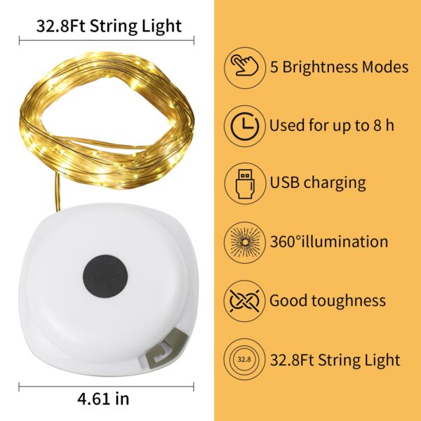 Illuminate your campsite with these versatile 2-in-1 USB Rechargeable Camping String Lights. Enjoy 5 lighting modes, including steady, flashing, and breathing effects. Made of durable materials, waterproof, and portable, perfect for camping, backyard, or tent use.