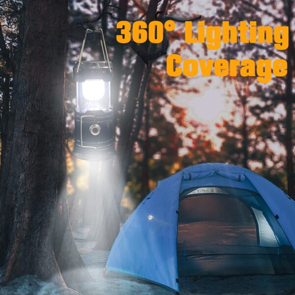 Illuminate your adventures with the XTAUTO 4-pack LED Camping Lanterns. Enjoy 360° lighting coverage with 6+1 high-intensity LED chips, offering brightness adjustment and versatility as a lantern or flashlight. Lightweight, portable, and durable, these lanterns are perfect for indoor, outdoor, and emergency use. With solar and USB rechargeable options, these lanterns also serve as a power bank in emergencies. Essential for camping, hiking, and home power outages.