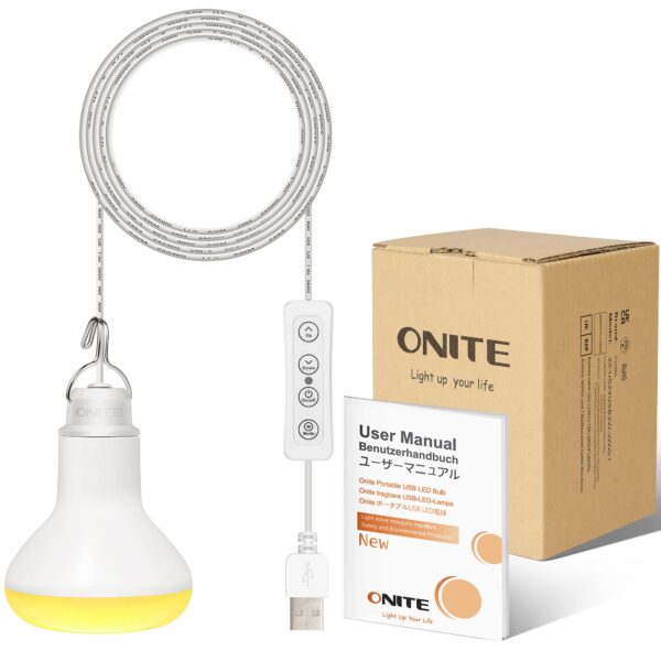 Versatile Onite USB LED Camping Lantern offers 3 colors dimmable lighting. Perfect for camping, power outages, and outdoor activities. Portable and energy-efficient.