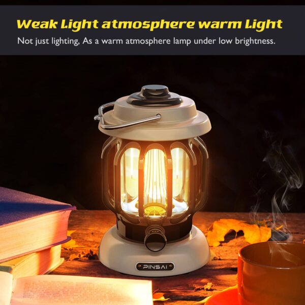 Illuminate your outdoor adventures with the LED Camping Lantern. Featuring warm brightness with dimmable LED options, this rechargeable retro metal camp light is perfect for camping, hiking, or power outages. Enjoy the dual lighting modes and adjustable brightness for a personalized experience. Stay prepared with its portable and waterproof design.