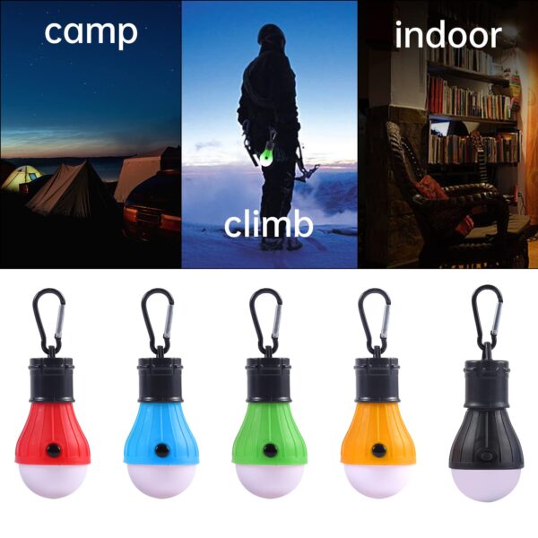 Illuminate your outdoor adventures with this set of 5 portable LED camping light bulbs in black, blue, yellow, red, and green. Lightweight, durable, and featuring 3 lighting modes, these lanterns are perfect for camping, hiking, fishing, and emergencies.