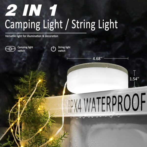 Illuminate your outdoor adventures with this 33FT LED Camping String Light. Enjoy quick storage, 2-in-1 functionality as a lantern and twinkle lights, eco-friendly design, and portability. Perfect for camping, festivals, and mood lighting.