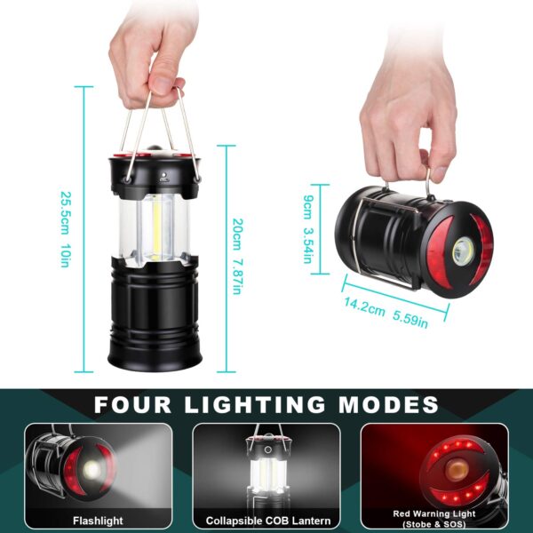 Illuminate your adventures with these 2 Pack Camping Lanterns! Rechargeable & long-lasting with 4 lighting modes for camping, hiking, emergencies. Durable, water-resistant, and versatile design. Includes USB charging cable for convenience.