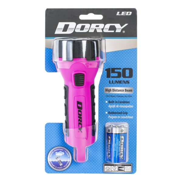 Illuminate your adventures with the Dorcy 55 Lumen Floating LED Flashlight in vibrant pink. This rugged design is impact resistant and water-resistant, ensuring durability in various conditions. With 55 lumens of light output and a run time of 8 hours, this flashlight is perfect for camping, hiking, or everyday use. The built-in carabiner clip allows for easy attachment to your belt or backpack, while the shock-absorbing rubber provides a comfortable and slip-free grip. Get ready for any situation with the Dorcy 55 Lumen LED Flashlight.