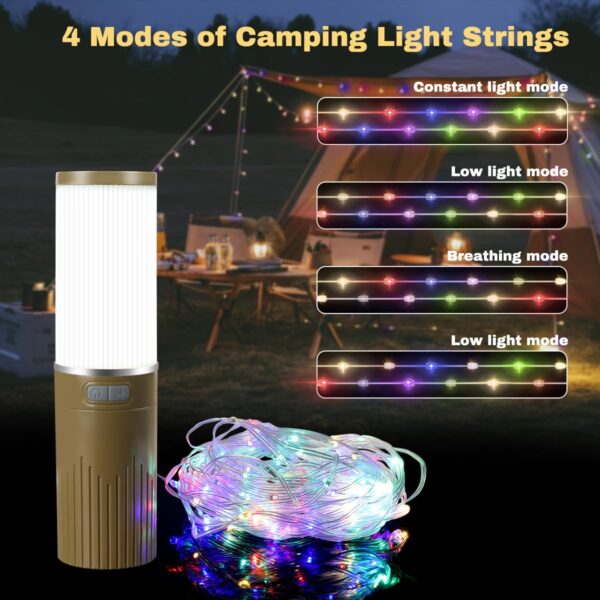 Enhance your outdoor experience with this versatile Camping Lantern! Enjoy 4 lighting modes, 5 ambient modes, and a 3-in-1 design for all your camping needs. IPX4 waterproof and easy to hang or place, perfect for any outdoor setting.