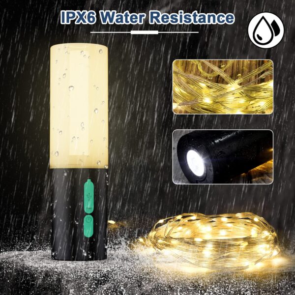 Illuminate your outdoor adventures with these innovative camping string lights. Enjoy 10-20 hours of bright, 360° light with 4 modes for versatile use. Rechargeable via USB with a 4000mAh power source. Lightweight, portable, and waterproof for any outdoor activity.