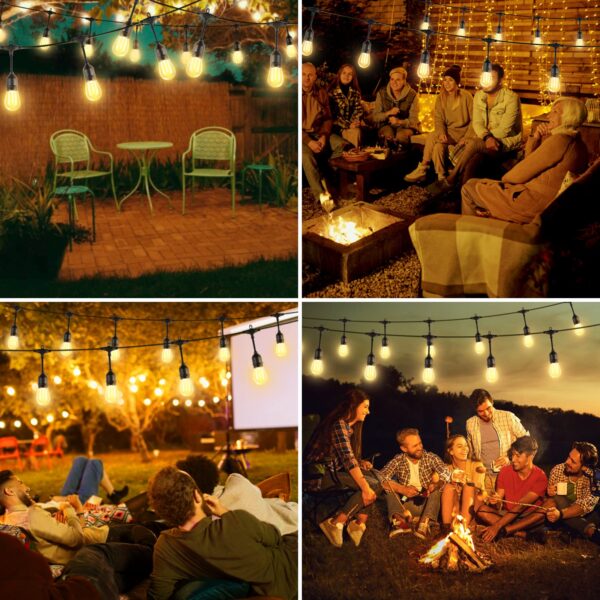 Illuminate your outdoor space with our 35FT Solar String Lights featuring 11 shatterproof S14 bulbs, adjustable brightness, and IP65 commercial-grade durability. Perfect for creating a cozy ambiance for any occasion.