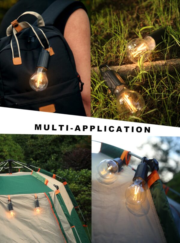 Illuminate your outdoor adventures with this vintage-inspired rechargeable camping light bulb. Featuring 3 light modes and USB/C charging for convenience, this compact and waterproof tent light is perfect for camping, hiking, and emergencies.