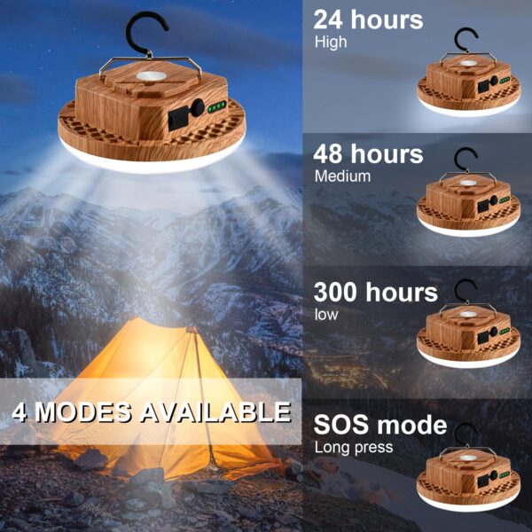 Illuminate the night with this 3000LM rechargeable tent light. Enjoy 24 hours of playtime with a 10000mAh battery. Perfect for outdoor activities like camping, fishing, and emergencies.