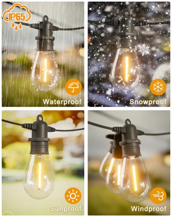 Illuminate your outdoor space with these 60FT LED string lights. Waterproof and shatterproof, perfect for garden and patio decor. Dimmer compatible for customizable ambiance. Energy-saving and durable, ideal for various occasions.