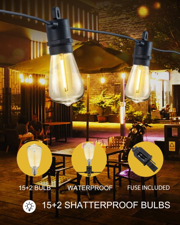 Enhance your outdoor space with SUFEIMAS IP65 waterproof LED string lights. Perfect for various outdoor settings, these weatherproof patio lights with shatterproof bulbs are ideal for gatherings and events.