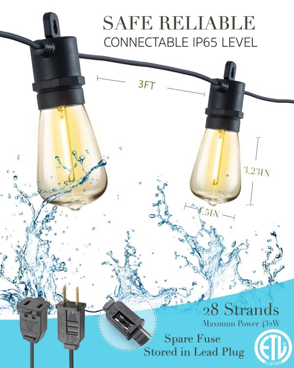 Enhance your outdoor space with SUFEIMAS IP65 waterproof LED string lights. Perfect for various outdoor settings, these weatherproof patio lights with shatterproof bulbs are ideal for gatherings and events.