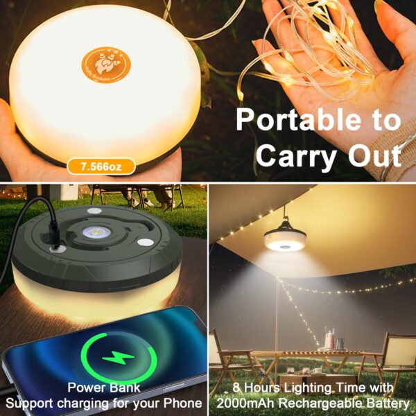 Elevate your camping experience with Ochomasun's 2-in-1 camping light! Enjoy 8 lighting modes including RGB colorful & warm white light. USB rechargeable with long battery life, portable, durable, and versatile for indoor and outdoor use.