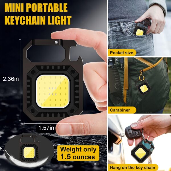 Illuminate your work area with this compact and powerful keychain flashlight. Perfect for night activities, emergencies, and repairs. Easy to carry and use.