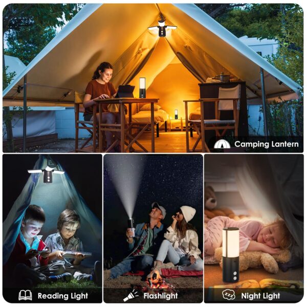 Illuminate your adventures with the versatile LED camping lantern. Offering 5 light modes and stepless dimming, it's perfect for emergencies, camping, or outdoor activities. Solar and USB-C charging, emergency power bank feature, and sturdy design make it a must-have for any outdoor enthusiast.