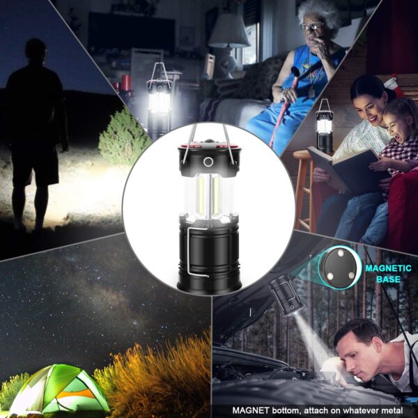 Illuminate your adventures with these 2 Pack Camping Lanterns! Rechargeable & long-lasting with 4 lighting modes for camping, hiking, emergencies. Durable, water-resistant, and versatile design. Includes USB charging cable for convenience.