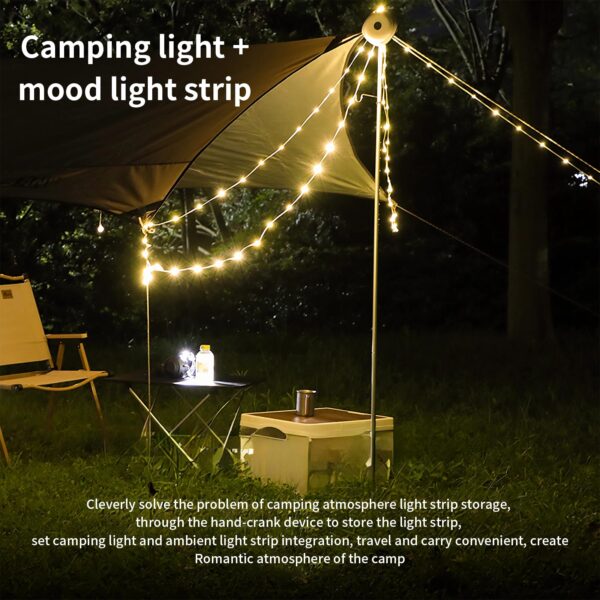 Illuminate your campsite with these versatile 2-in-1 USB Rechargeable Camping String Lights. Enjoy 5 lighting modes, including steady, flashing, and breathing effects. Made of durable materials, waterproof, and portable, perfect for camping, backyard, or tent use.